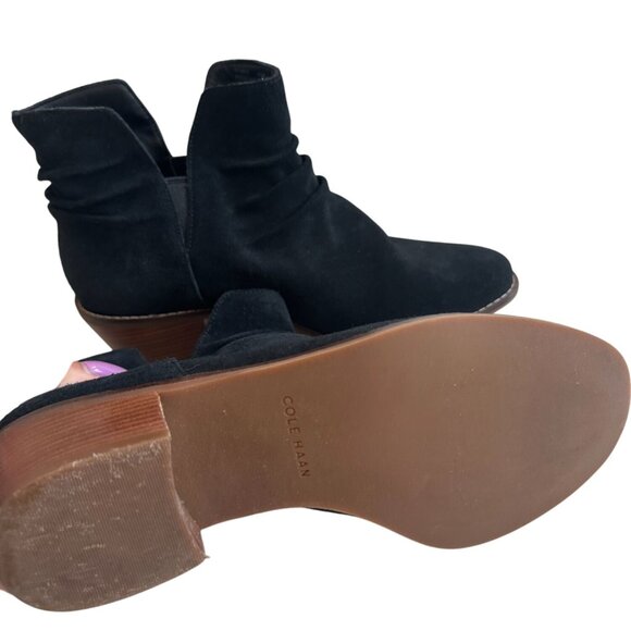 COLE HAAN Black Suede Ankle Booties Boots Size 6.5 - Picture 6 of 8